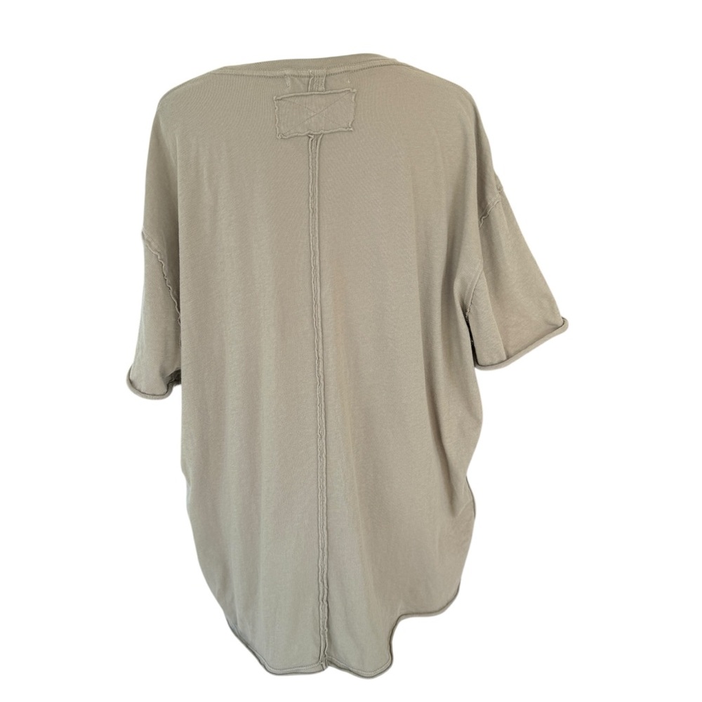 We The Free Oversized Tee Short Sleeve Khaki Green Womens M Rolled Hem Boho - Picture 3 of 10